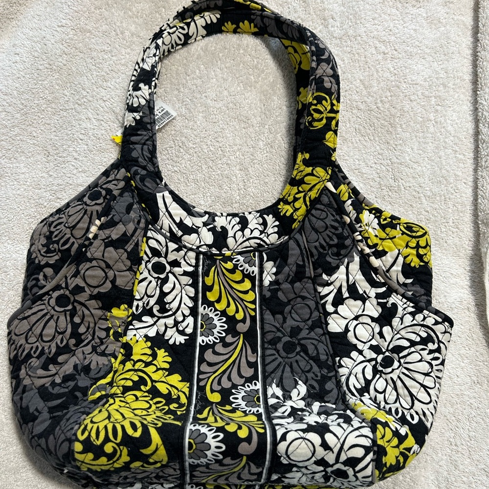 Vera Bradley Baroque Hobo Shoulder Bag Purse Yellow Black Gray. Like new
